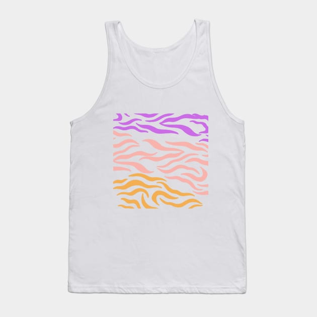 Violet Pink Gold Wavy pattern in Whte Tank Top by Shineyarts